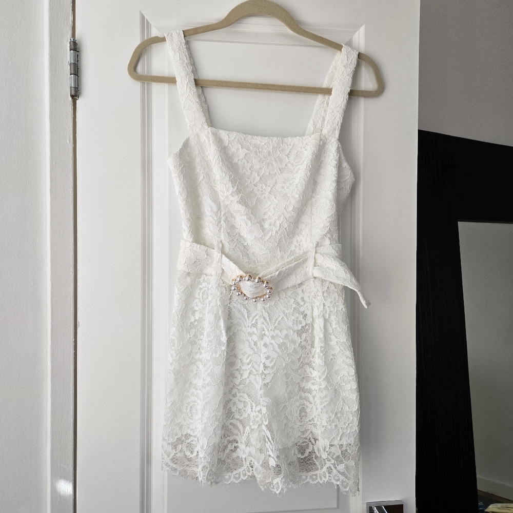 NWT Lavender Brown Kendra lace romper size S